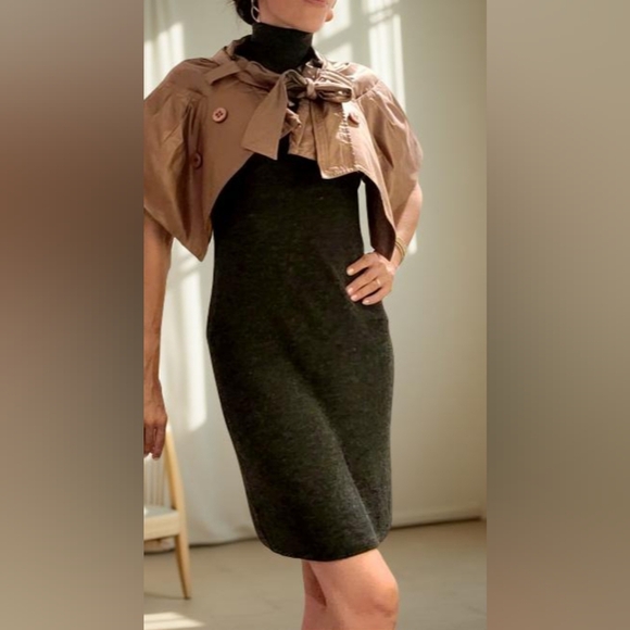 Elegant Sleeveless Gray Turtleneck Sweater Dress - Picture 8 of 8